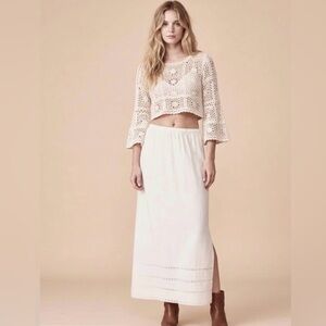 Vintage SEARS White Half Slip Nylon Elastic Waist Lace Trim Hem S Boho Festival